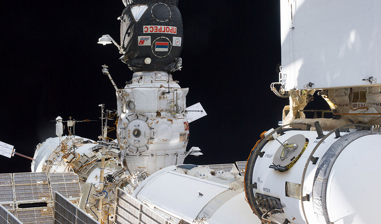 Russian capsule docked at the International Space Station