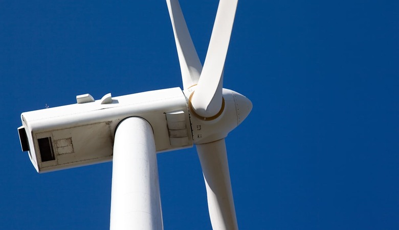 top of a windmill on blue sky