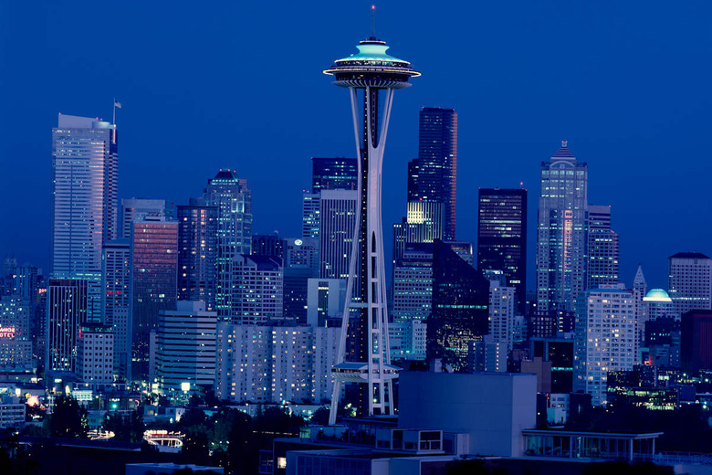 Dusk view of the skyline, Seattle, Washington