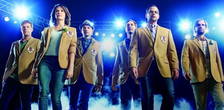 THE LEAGUE -- Pictured: Stephen Rannazzisi as Kevin, Katie Aselton as Jenny, Paul Scheer as Andre, Mark Duplass as Pete, Nick Kroll as Ruxin, Jonathan Lajoie as Taco. CR: Matthias Clamer/FX 