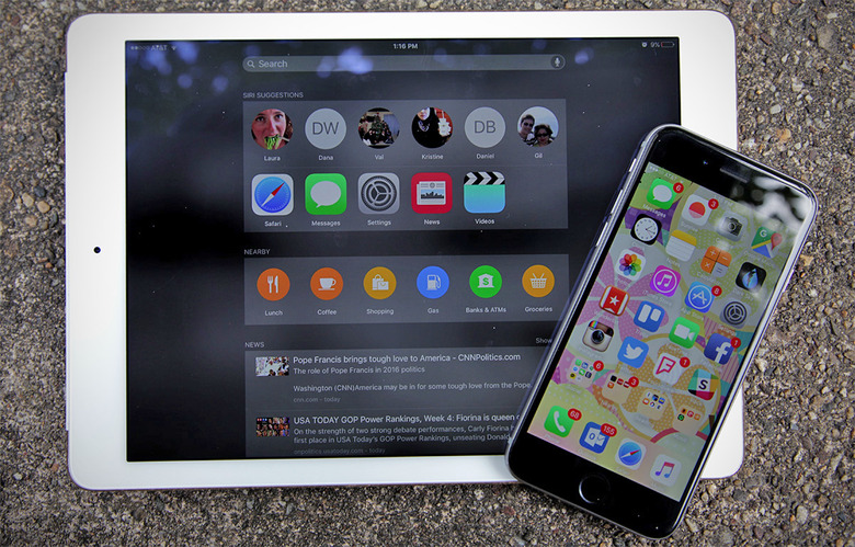 iOS 9 on an iPhone and iPad