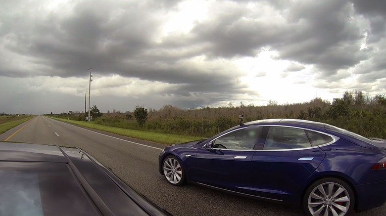 A P85D and P90D square off in a drag race