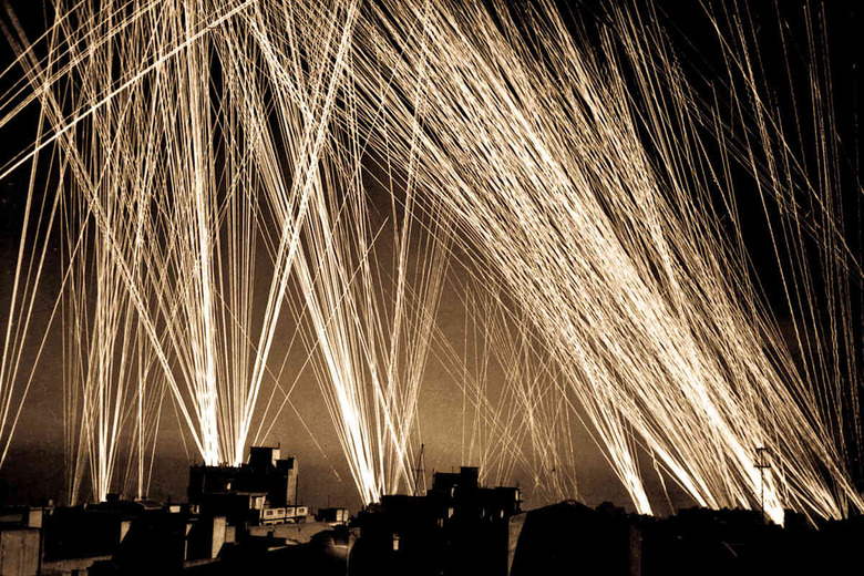Ack-Ack fire during an air raid on Algiers, by the Nazis. 1943. Lt. W. R. Wilson. (Army)