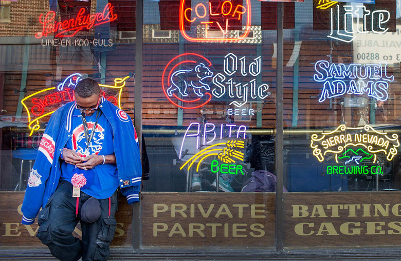 Chicago Cubs Fans Watch Game Four in Wrigleyville