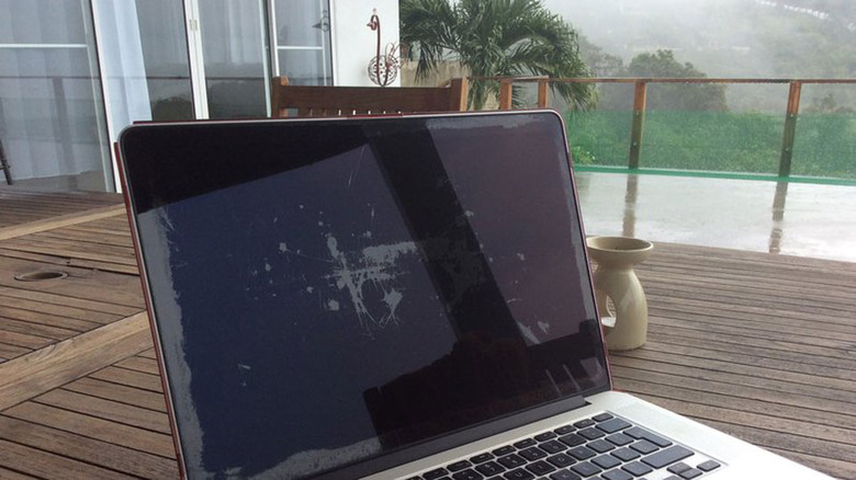 A MacBook Pro whose display coating has seen better days