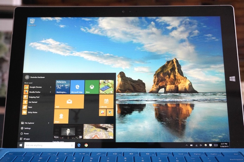 Windows 10 on a Surface Pro 3