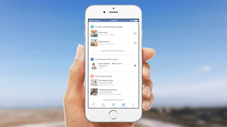 Facebook's expanded notifications tab