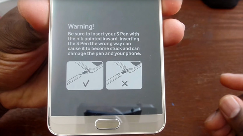 Samsung Galaxy Note 5's new pen warning