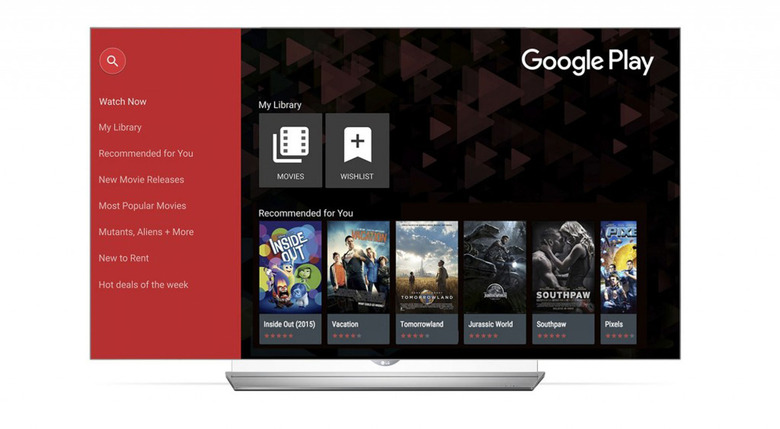 An LG smart TV running Google Play Movies