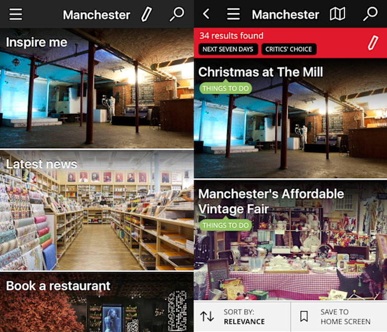Screenshots of Time Out app 