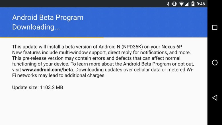 Android N updater on a Nexus 6p