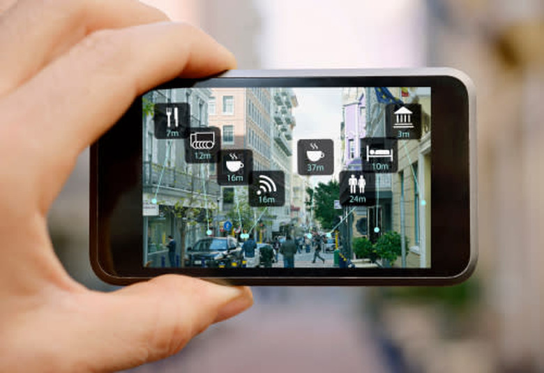 Mobile device showing augmented reality