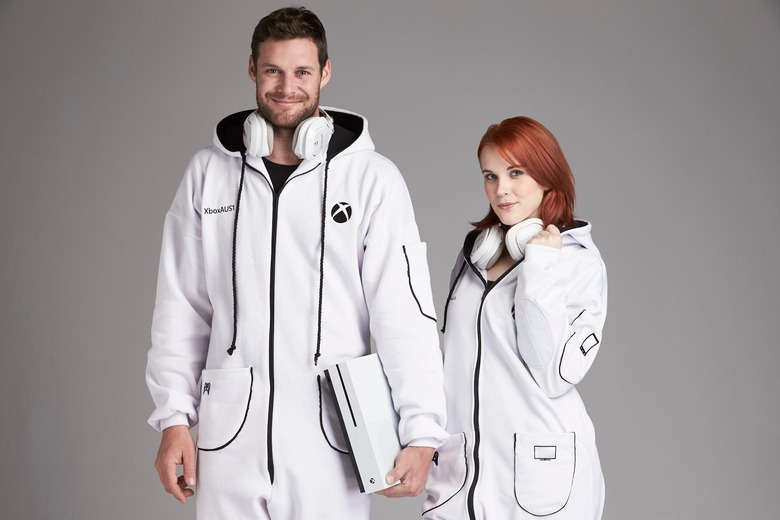 Not content with offering the ultimate entertainment and gaming access via the new Xbox One S console, available in 500GB and 1TB versions from today, the team at Xbox Australia has now turned its hand to the world of fashion design, working with some of the countryâs biggest film, TV, gaming and sports fans to release their first collection known simply as the âXbox Onesieâ. With custom features including enlarged pockets to fit controllers, forearm grips for those edge of your seat moments and an XL hood to accommodate headsets, the Xbox Onesie comes with everything an entertainment enthusiast could need when streaming a favourite TV show or film, watching sports or embarking on the ultimate gaming session. Pictured: pop-culture enthusiast, Eve Beauregard.