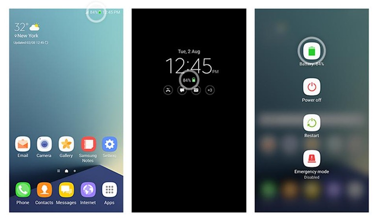 The green battery icon for safe Galaxy Note 7 models