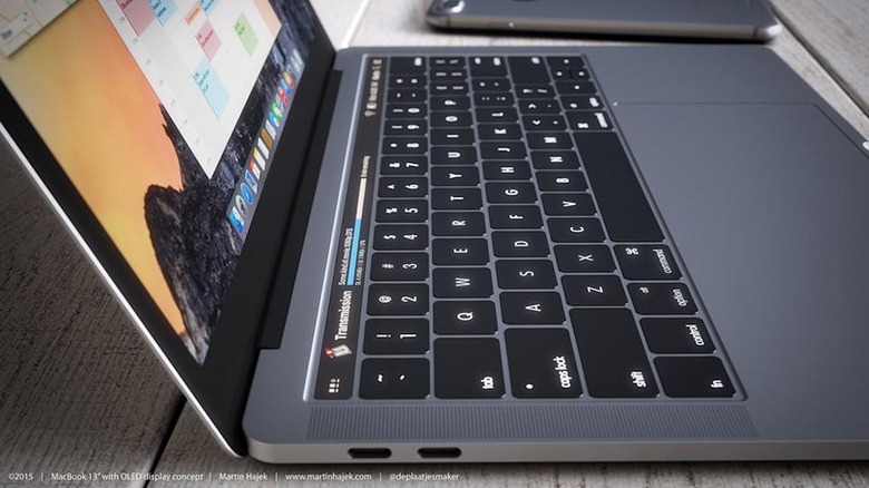 Martin Hajek's conceptual rendering of a MacBook Pro with an OLED touch strip