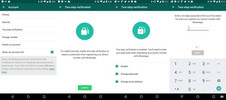 Whatsapp 2-factor setup
