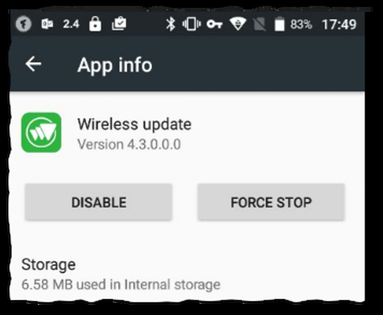 Disable wireless updates