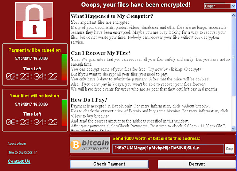 WannaCrypt ransom note