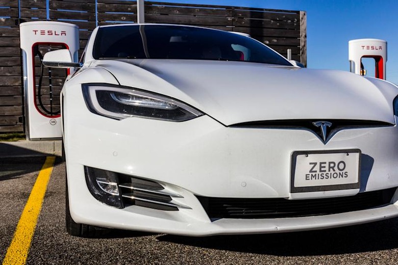 Lafayette, US - December 27, 2016: Tesla Supercharger Station. The Supercharger offers recharging of Model S and Model X electric vehicles XI