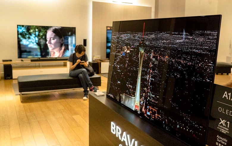 OLED TV sets in a Sony store. During the May Day golden...