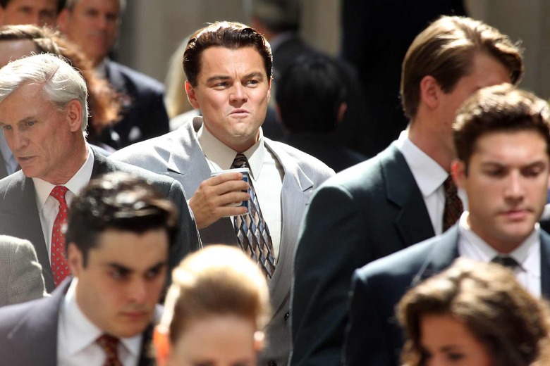 Leonardo DiCaprio on set movie "Wolf of Wall Street (Photo by Mehdi Taamallah/NurPhoto via Getty Images)