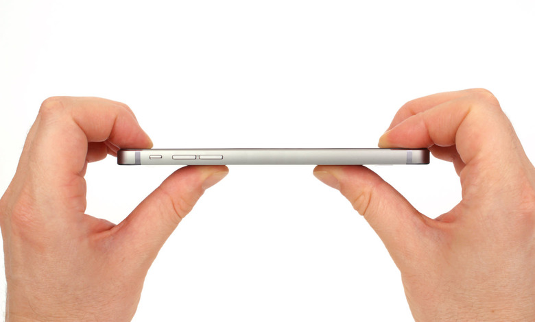 Istanbul, Turkey - October 5, 2014: Iphone 6 isolated on white background. The new iphone 6 models has introduced and came some questions about its strength.