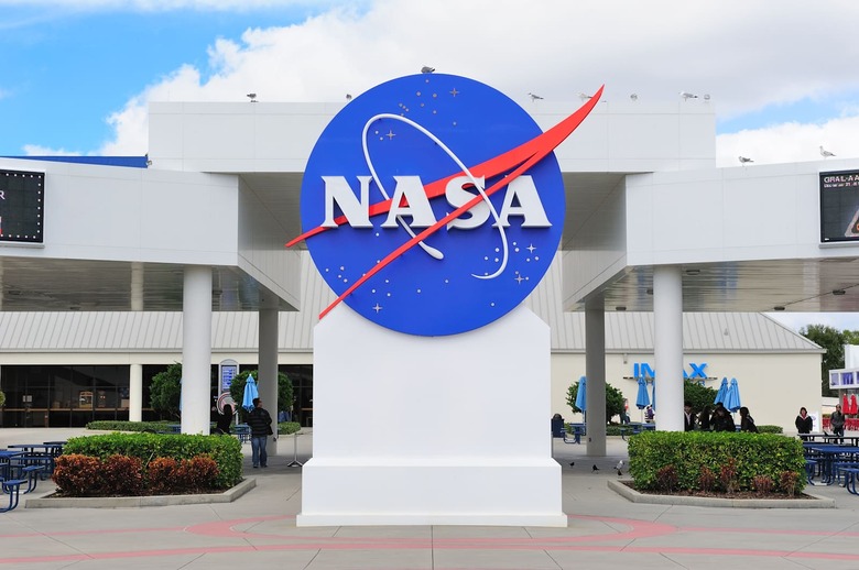 MERRITT ISLAND, FL - FEB 12: NASA logo in Kennedy Space Center on February 12, 2012 in Merritt Island, Florida. It is the launch