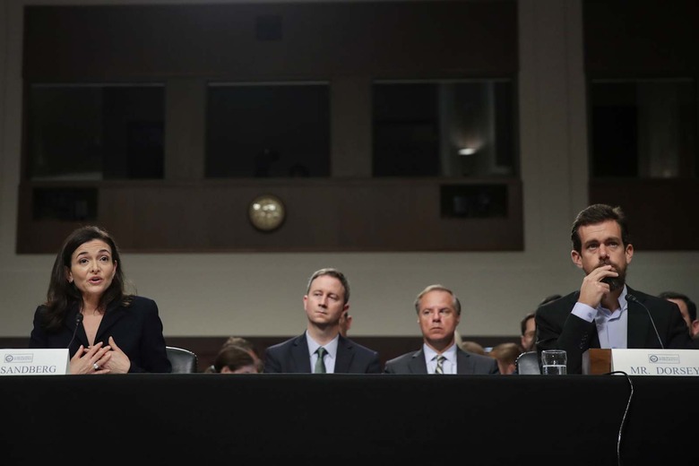 Twitter CEO Jack Dorsey And Facebook COO Sheryl Sandberg Testify To Senate Committee On Foreign Influence Operations
