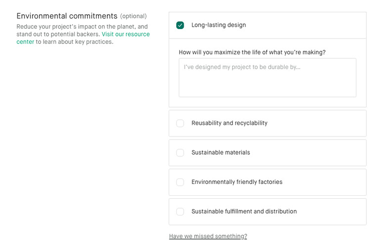 Kickstarter Environmental Commitments
