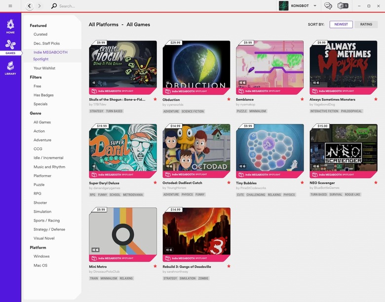 Indie Megabooth games on Kartridge
