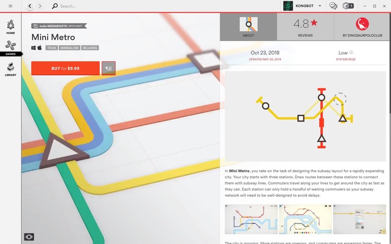 Mini Metro on Kartridge
