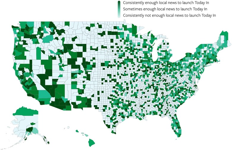 Facebook Today In local news availability map