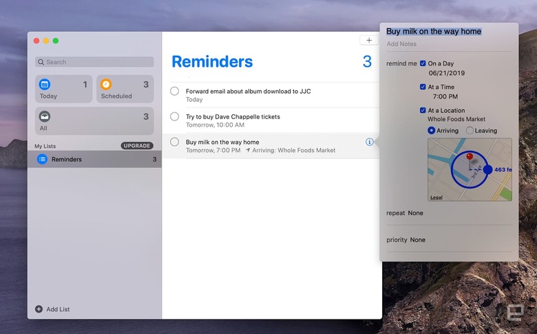 Reminders in macOS Catalina