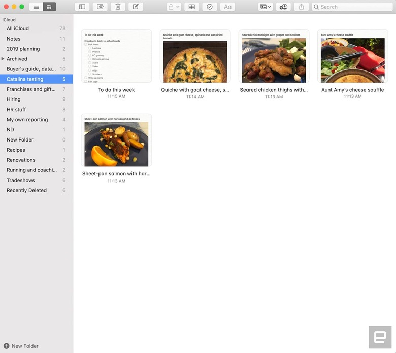 Notes app in macOS Catalina