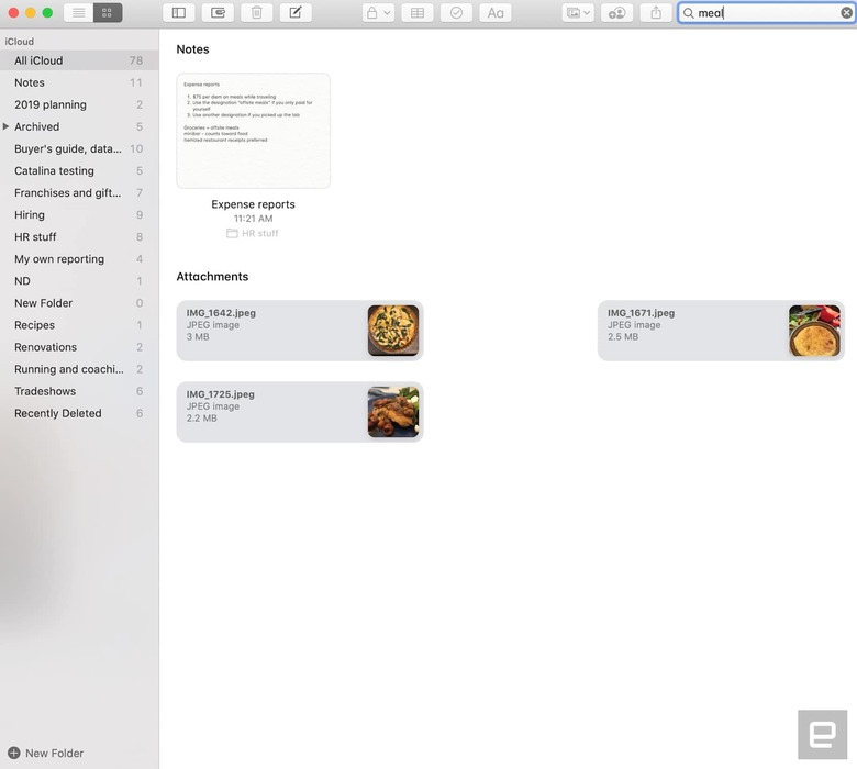 Notes app in macOS Catalina
