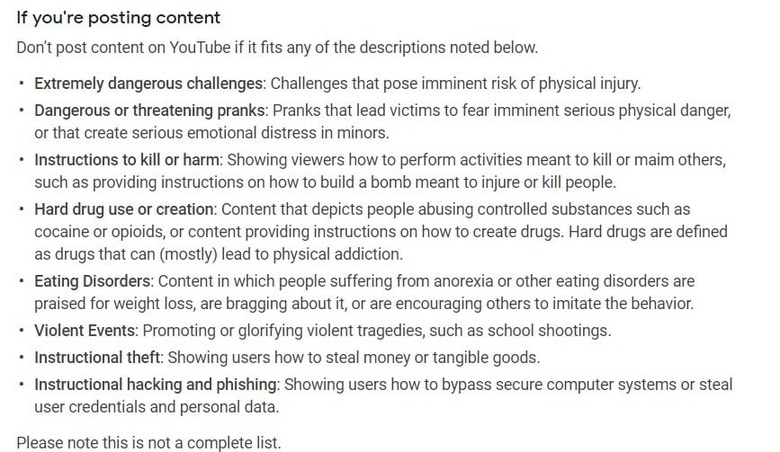 YouTube TOS