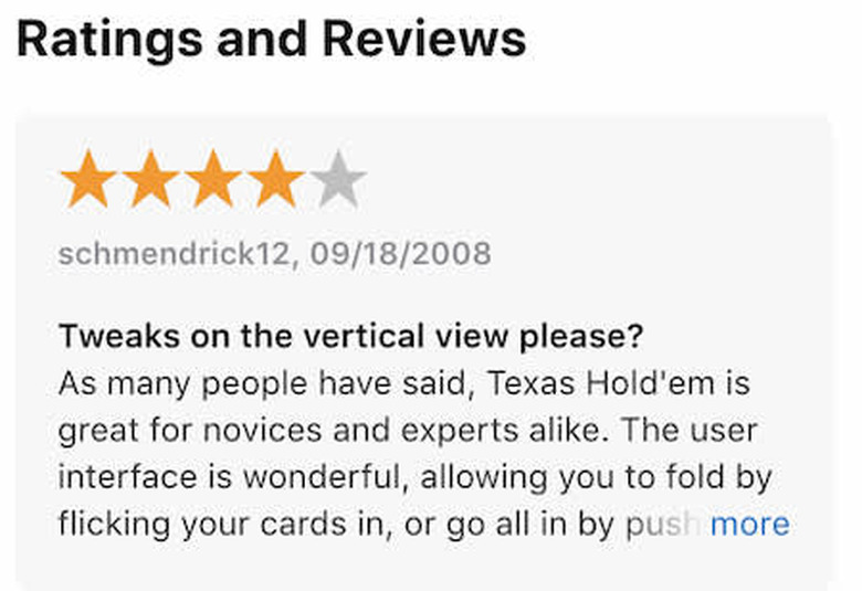 Texas Hold'em App Store reviews