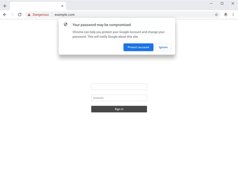 Chrome phishing warning