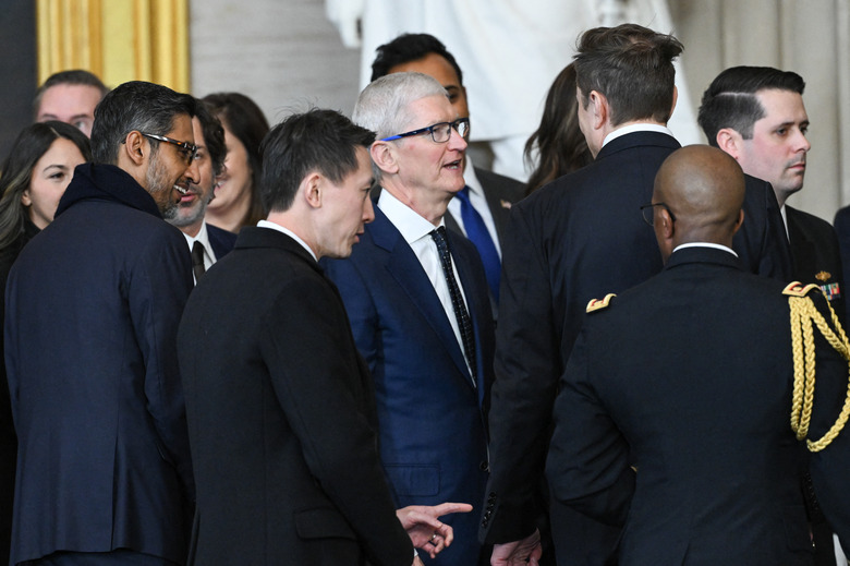 Pichai, Cook and Musk at Trump's inauguration