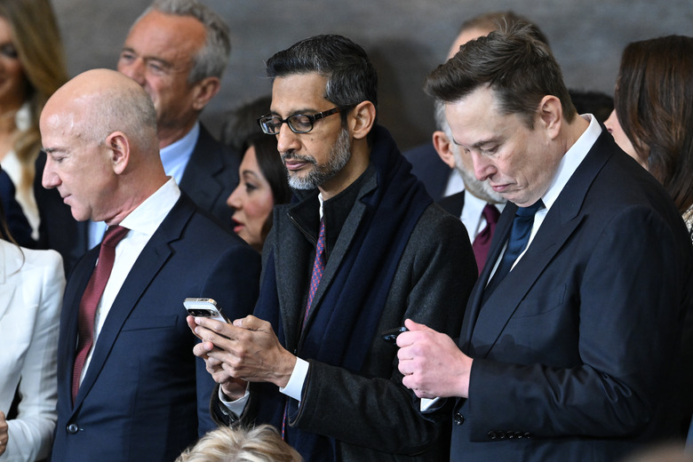 Sundar Pichai and Elon Musk at Trump's inauguration