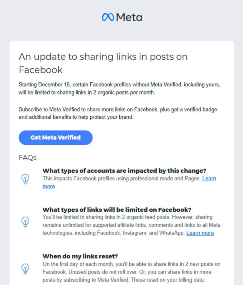 Meta is making link sharing pay to play with a new test.