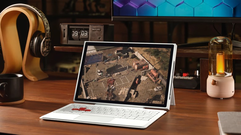 The Abxylute 3D One's controllers can detach like Joy-Cons, which leaves it looking like a chunky Surface Pro.