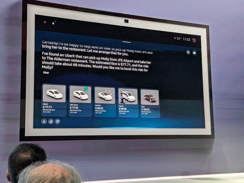 Using Alexa to order a car service and compare prices.