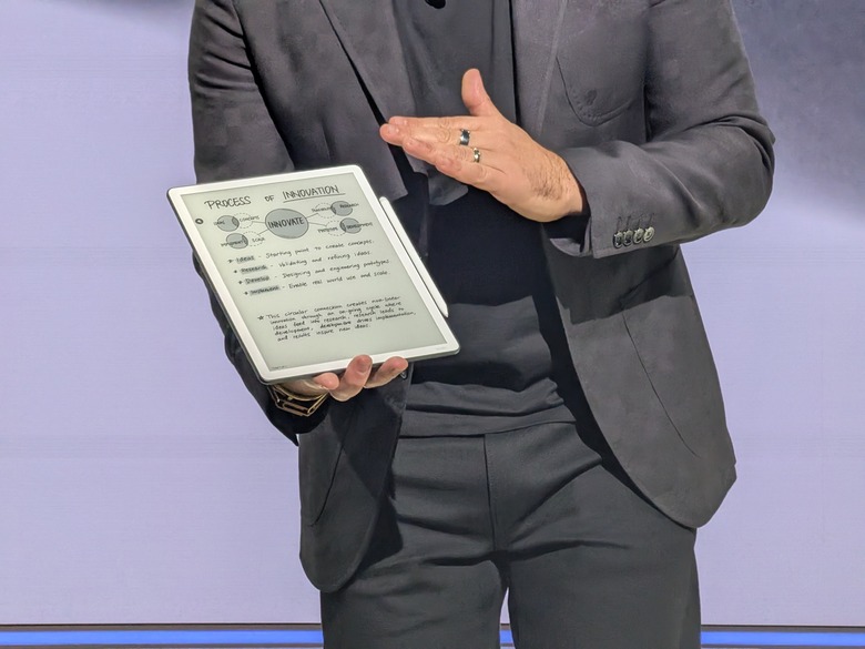 Closeup of the new Kindle Scribe (black and white model)