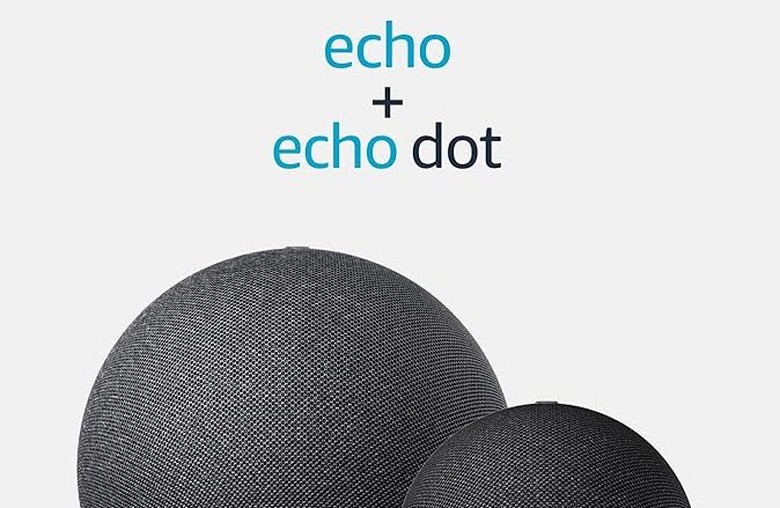 An image of an Echo and Echo Dot.