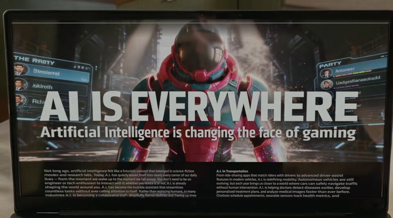 A screenshot from AMD's CES 2026 press conference showing a hellish vision of the future of gaming.