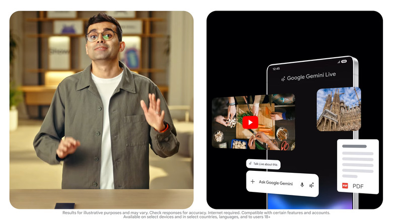 Rohan Shah, Senior Product Manager of Android Platform, is showing what Gemini Live can do.