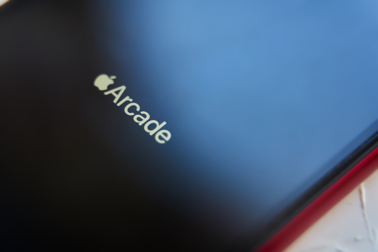 Bishkek, Kyrgyzstan - June 05, 2019: New Apple Arcade logotype seen on modern ipad featuring the new subscription model for over 100 groundbreaking new games