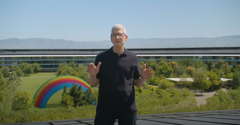 Tim Cook standing.
