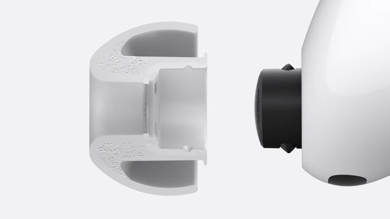 New foam-infused tips in the AirPods Pro 3. (Apple)